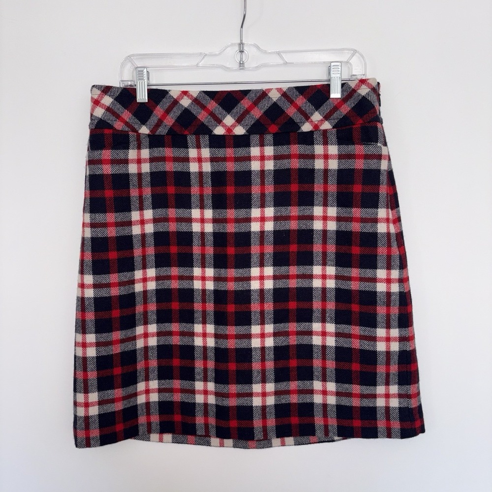 Talbots Wool Blend Plaid Womens Size 10 Red Black Preppy Academia Quiet Luxury